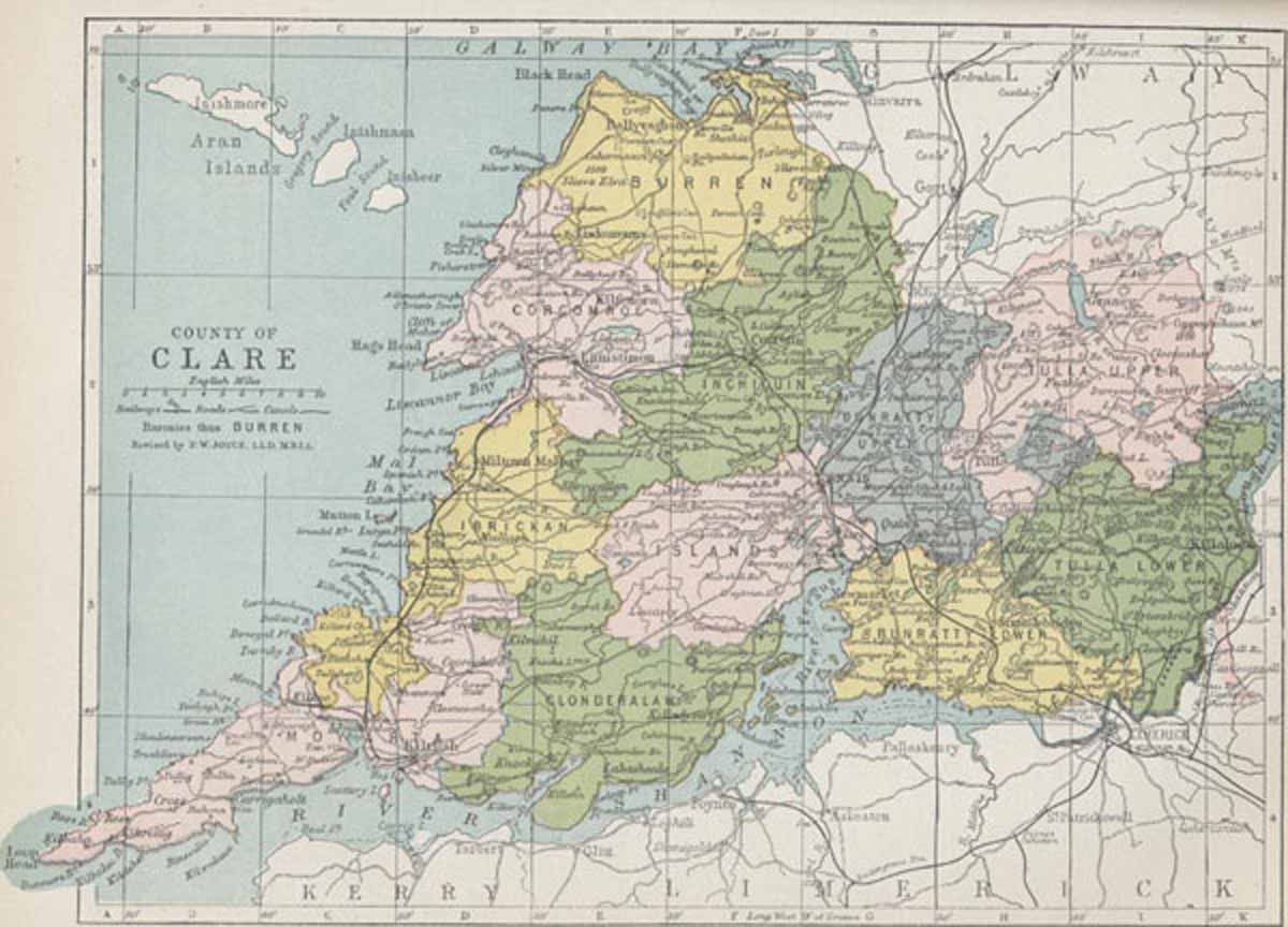 County Clare Ennistymon Falls Killaloe Moher Cliffs Clare Map