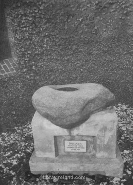 Baptismal Font in the old church at Shankill, Belfast, also called The Wart Stone