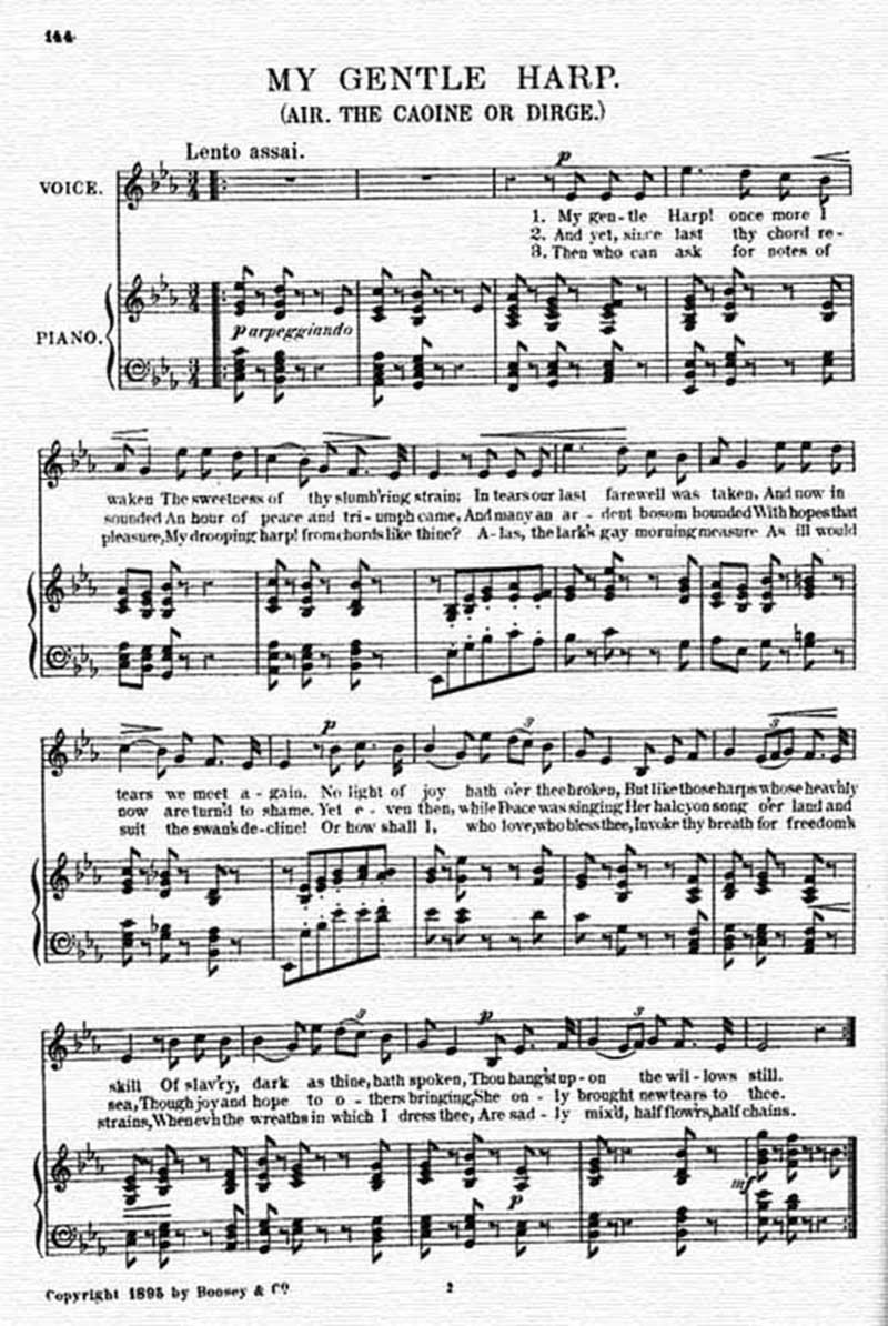 Music score to My gentle harp