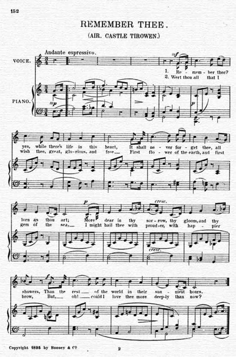 Music score to Remember thee