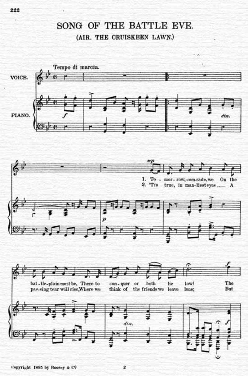 Music score to Song of the battle eve