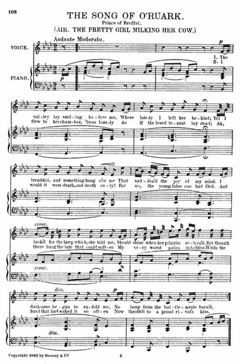Music score to The song of O'Ruark
