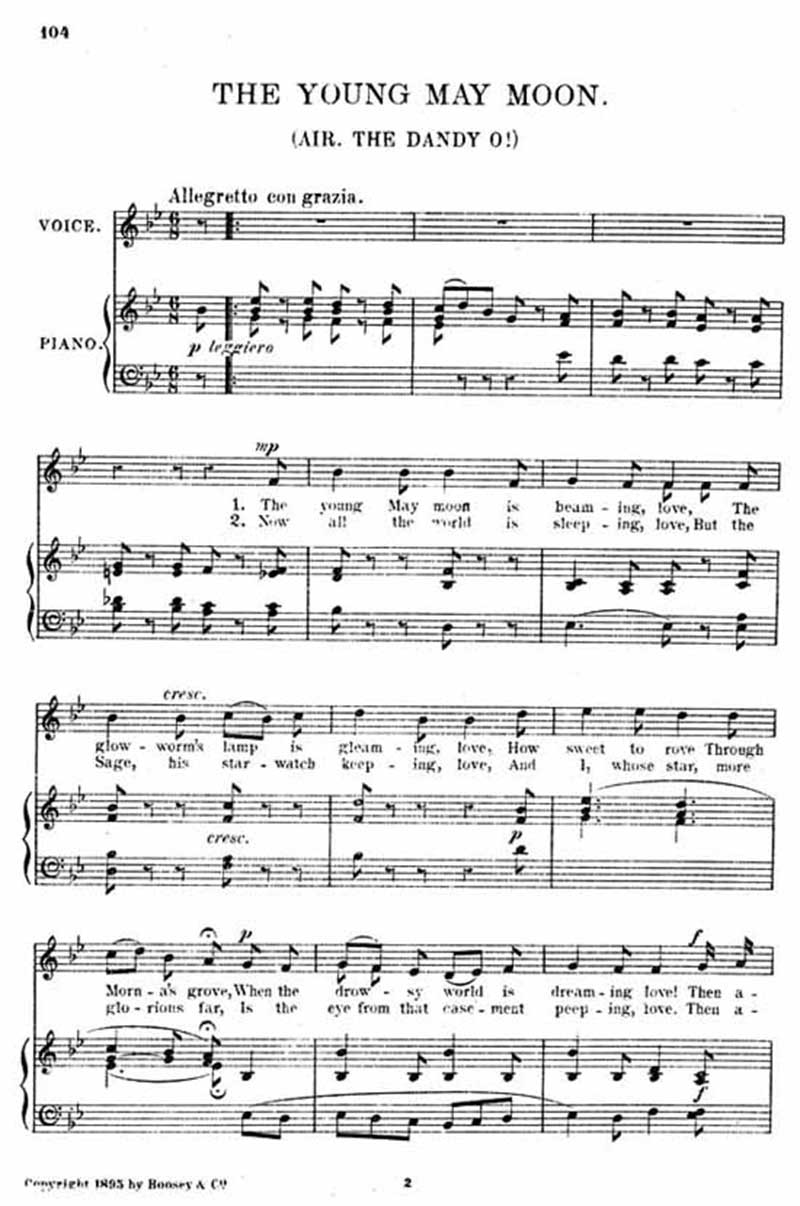 Music score to The young May moon