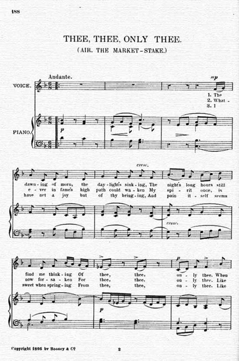 Music score to Thee, thee, only thee