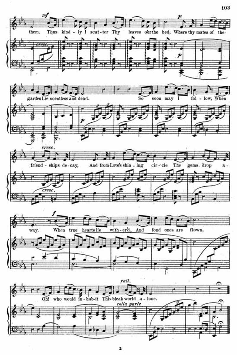 Music score to 'Tis the last rose of summer