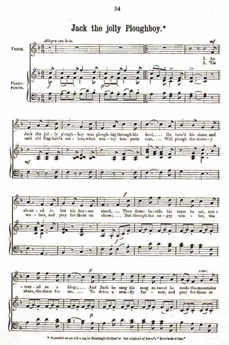 Music score to Jack the jolly ploughboy