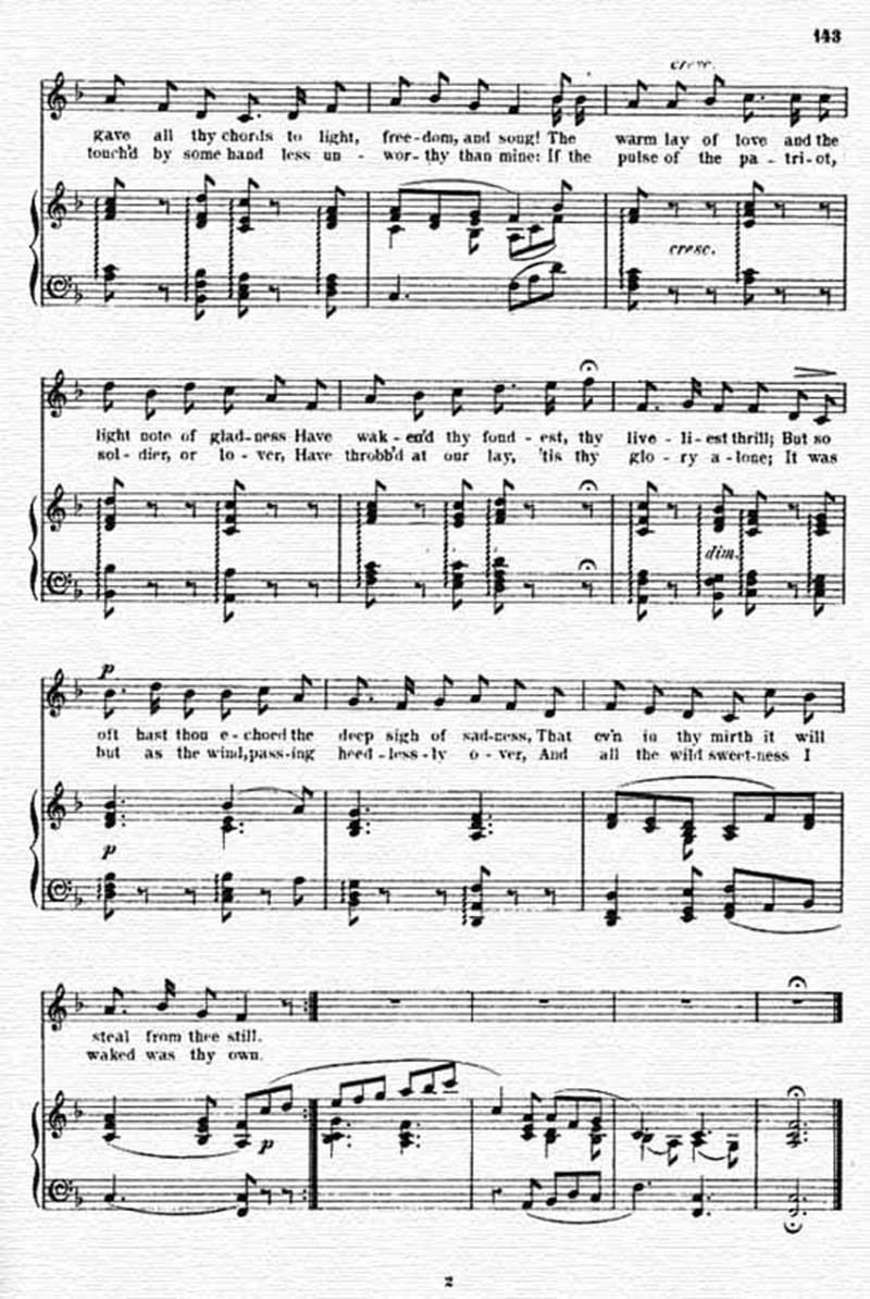 Music score to Dear harp of my country