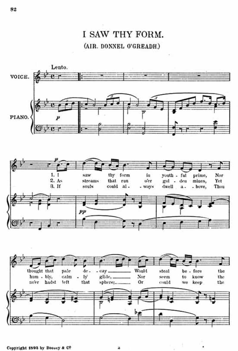 Music score to I saw thy form