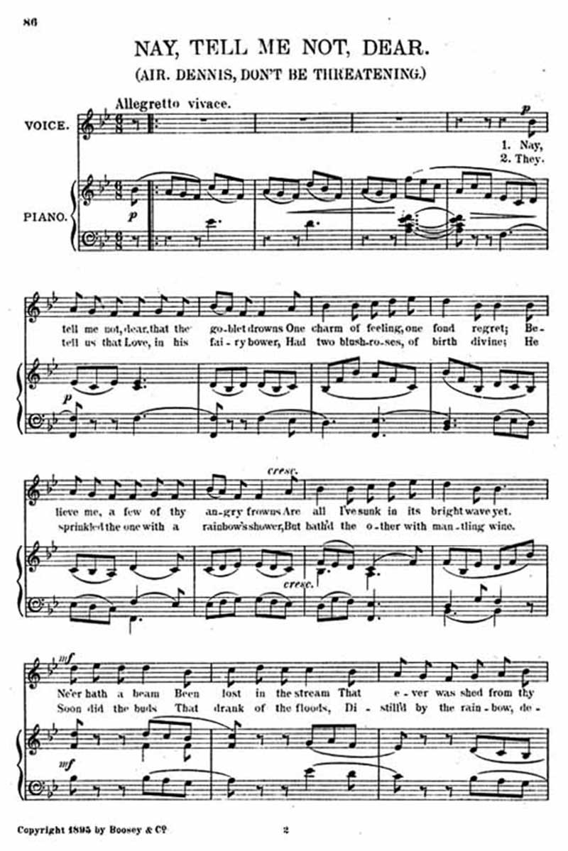 Music score to Nay, tell me not dear