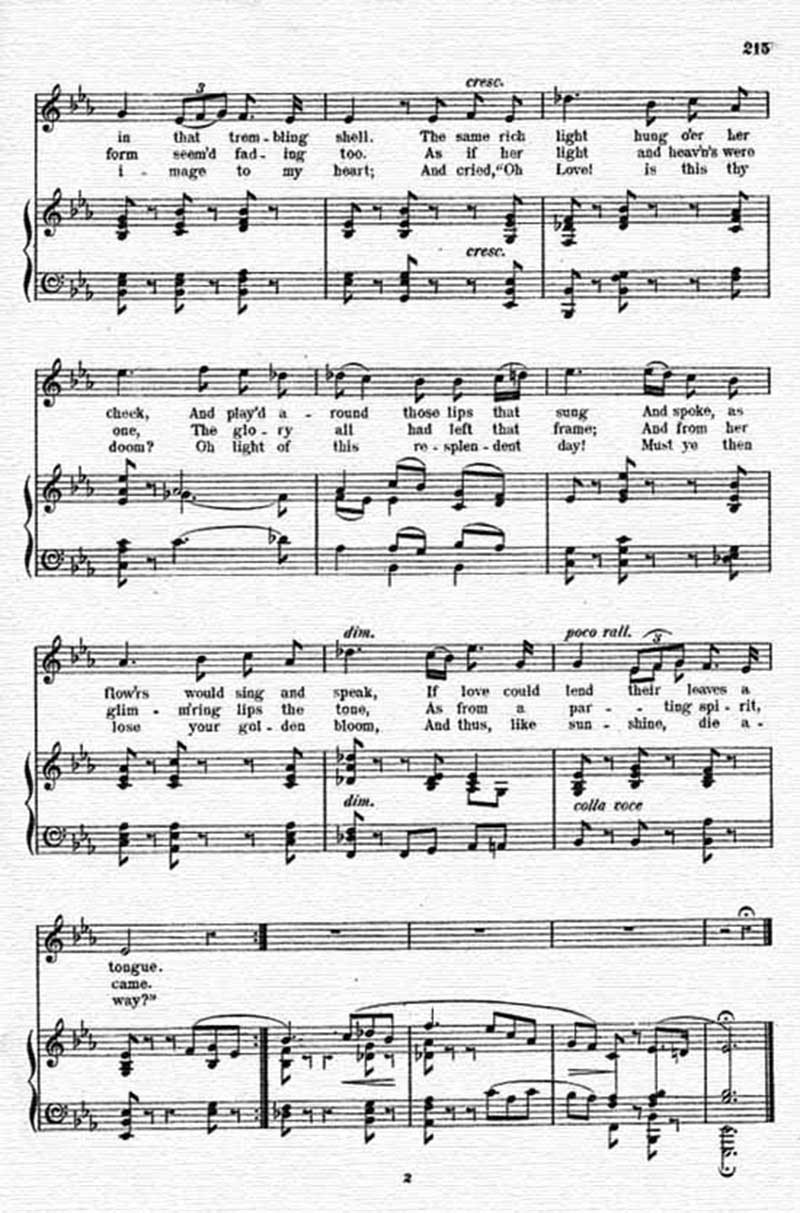 Music score to She sung of love