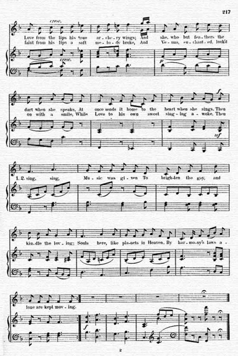 Music score to Sing, sing, music was given