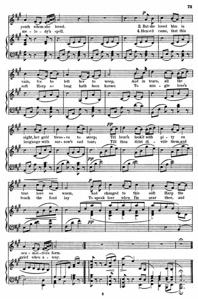Music score to The origin of the harp