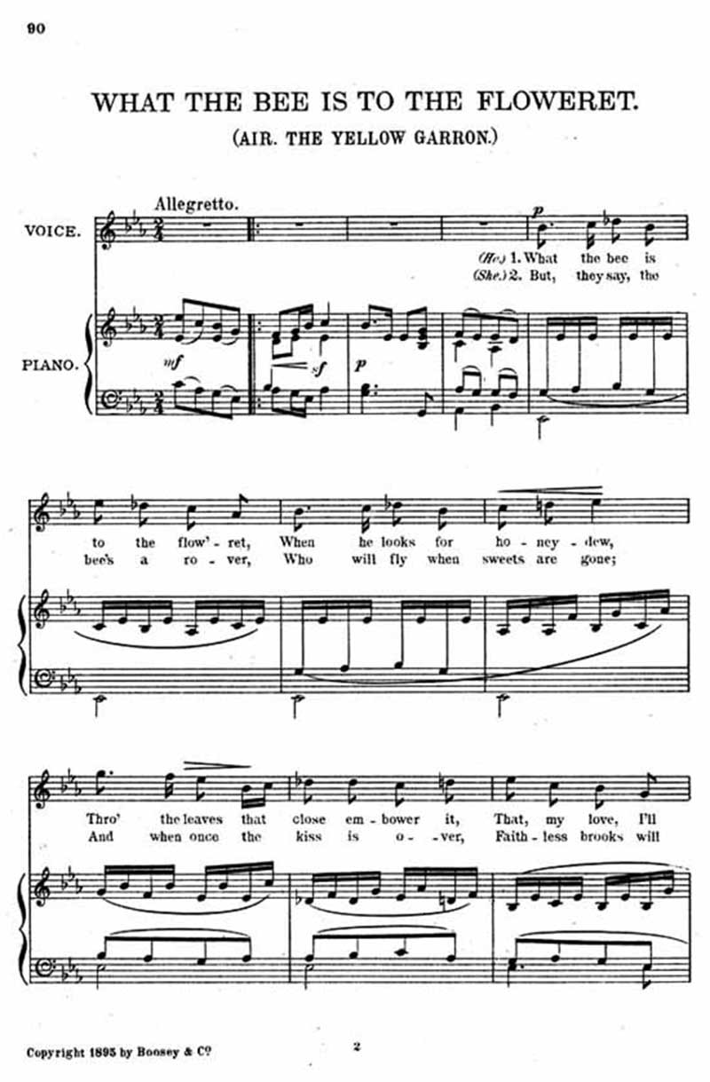 Music score to What the bee is to the floweret