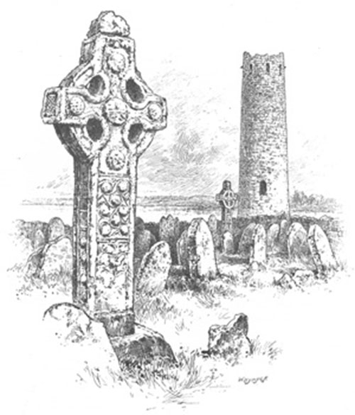 Large Round Tower and Crosses at Clonmacnois