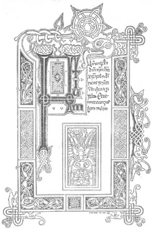 Outlines of the illuminated page from the Book of Mac Durnan